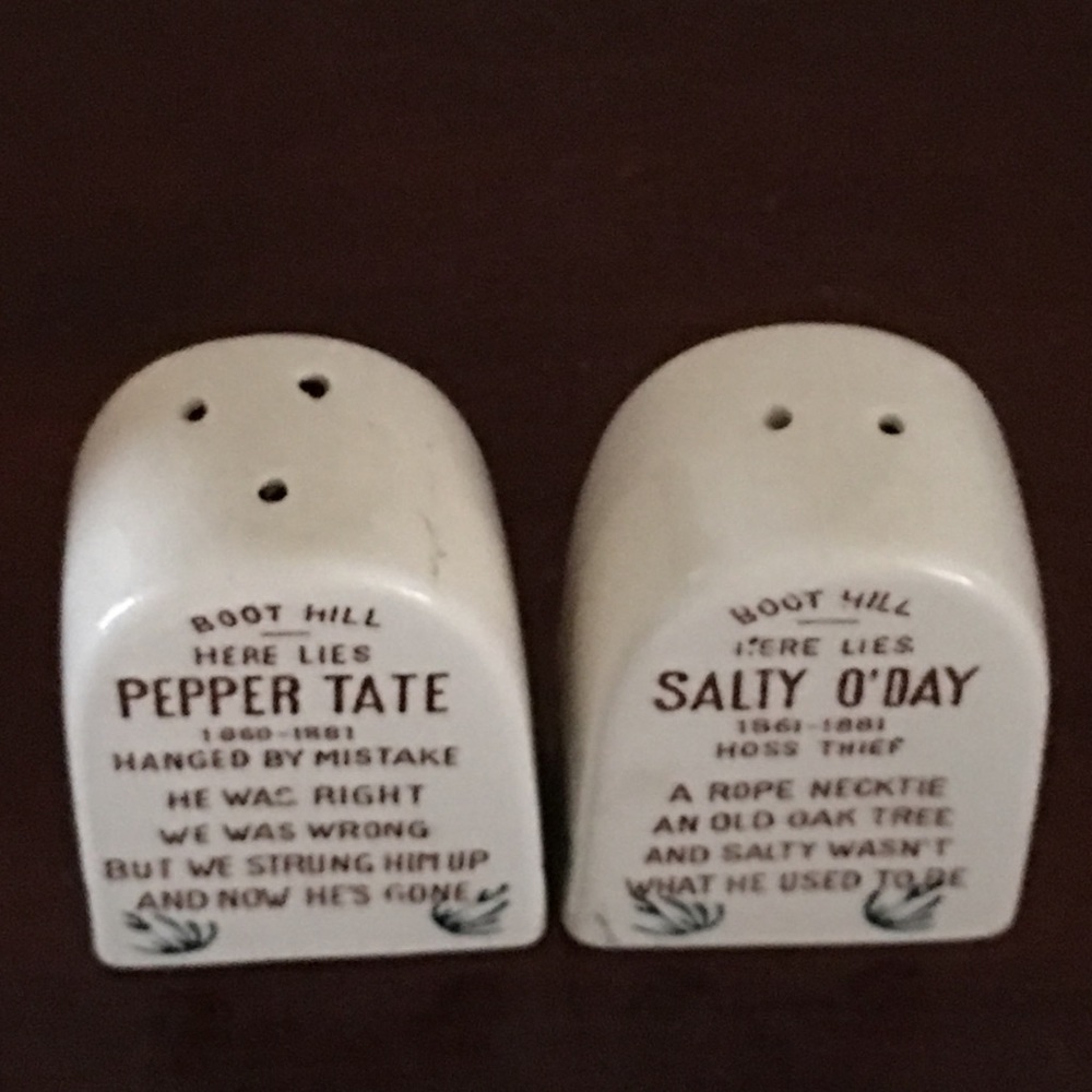 Vintage Salt And Pepper Shakers “Tomb Stones”